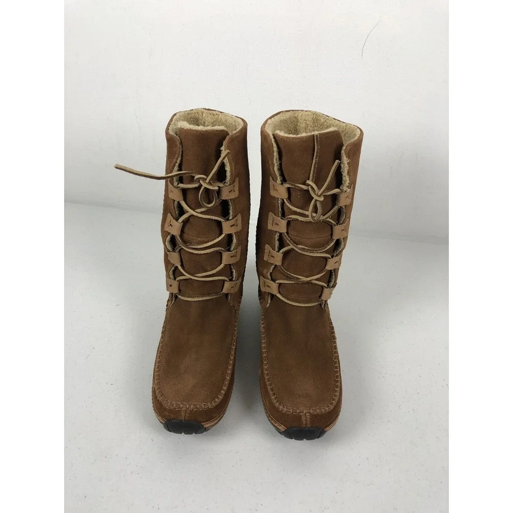 Timberland Womens 7 M Boots Suede Geniune Leather Winter Lace Up Leather Sherpa